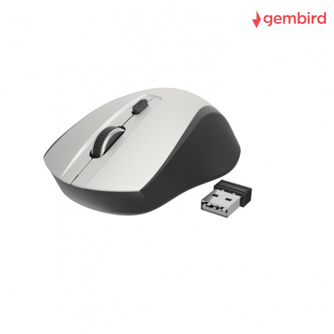 Мышь Gembird Wireless MUSW-4B-02-BS, USB, Black/Silver, 2.4 GHz, 4-button, 800/1200/1600dpi