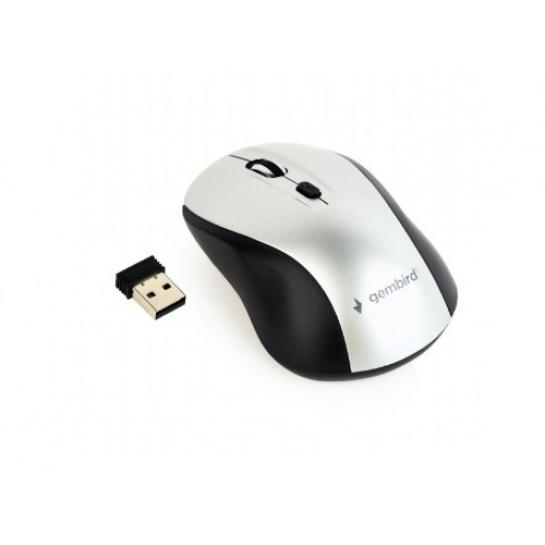 Мышь Gembird  Wireless MUSW-4B-02-BS, USB, Black/Silver, 2.4 GHz, 4-button, 800/1200/1600dpi