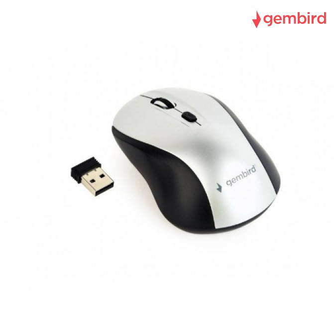 Мышь Gembird Wireless MUSW-4B-02-BS, USB, Black/Silver, 2.4 GHz, 4-button, 800/1200/1600dpi