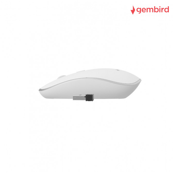 Mouse Gembird  Wireless MUSW-4B-01, USB, White, 2.4 GHz, 800, 4-button, 1200/1600dpi, Nano Reciver
