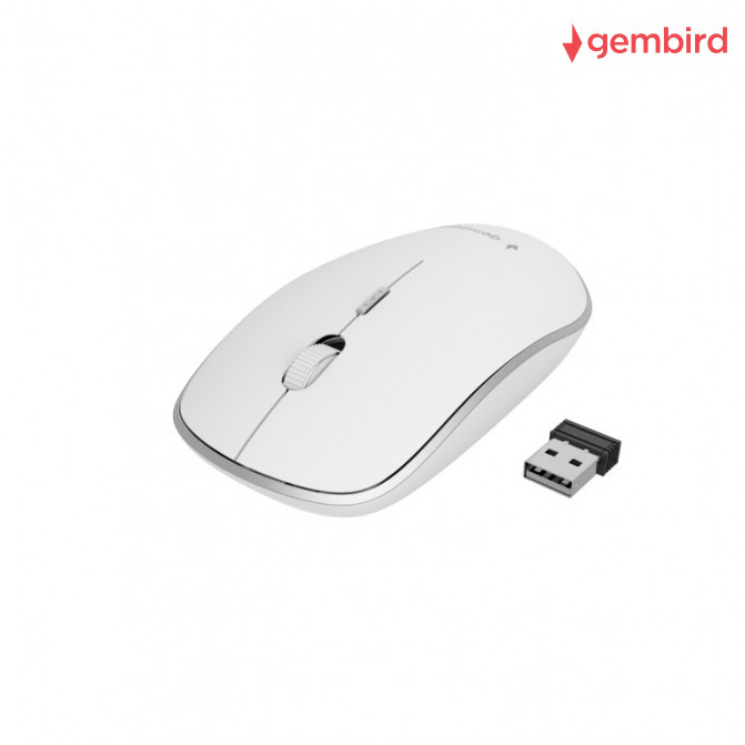 Mouse Gembird  Wireless MUSW-4B-01, USB, White, 2.4 GHz, 800, 4-button, 1200/1600dpi, Nano Reciver