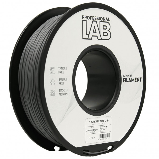 Filament pentru imprimanta 3D ProfLab FG-P186-E1, PLA, Carbon Fiber Gray, 1.75 мм, 1кг