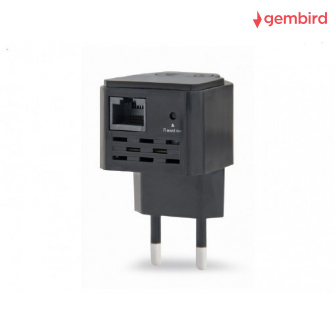 Range Extender Gembird WNP-RP300-03-BK, Wi-Fi repeater, 300 Mbps, Supports all IEEE 802.11b/g/n WiFi standards