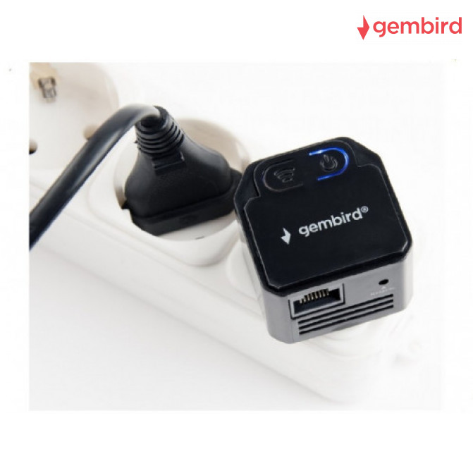 Range Extender Gembird WNP-RP300-03-BK, Wi-Fi repeater, 300 Mbps, Supports all IEEE 802.11b/g/n WiFi standards