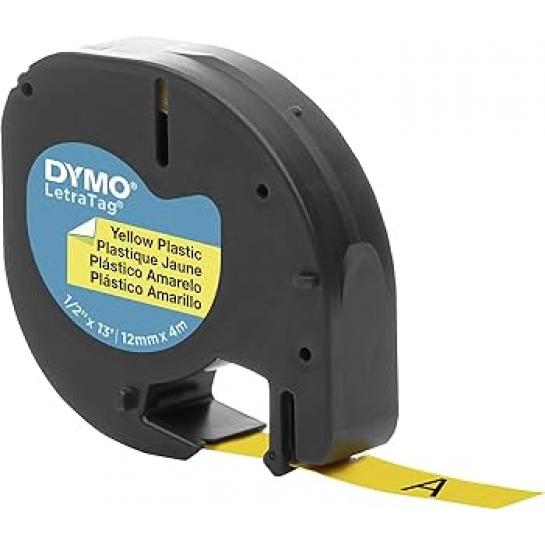 Картридж с лентой Label Dymo 91202 LetraTag Plastic Black/Yellow 12mm*4m Prospect