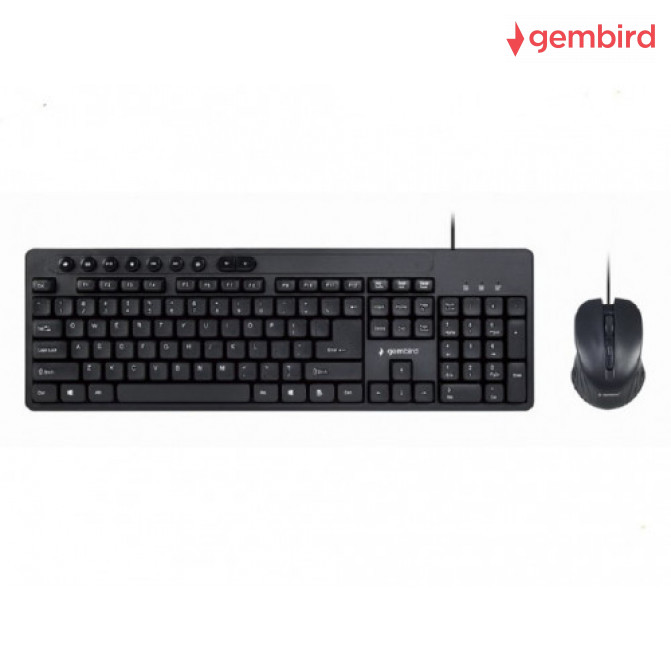 Клавиатура Gembird KBS-UM-04, Multimedia desktop set, black, US-Layout, Black