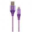 Кабель USB2.0/Micro-USB  Premium cotton braided, Purple/White 2 m