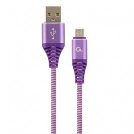 Cablu USB2.0/Micro-USB  Premium cotton braided, Purple/White 2 m