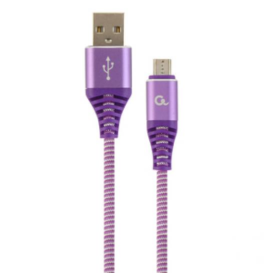 Cablu USB2.0/Micro-USB  Premium cotton braided, Purple/White 2 m