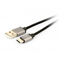 Кабель USB2.0/Type-C Premium cotton braided, Black 1.8m