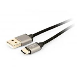 Cablu USB2.0/Type-C Premium cotton braided, Black 1.8m