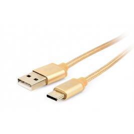 Cablu USB2.0/Type-C Premium cotton braided, Gold 1.8m