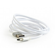 Кабель USB2.0/Type-C Premium cotton braided, Silver 1.8m