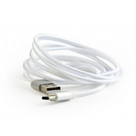 Cablu USB2.0/Type-C Premium cotton braided, Silver 1.8m