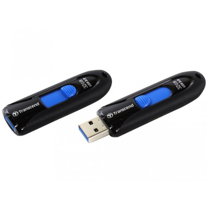 USB Flash 32GB USB3.1 Flash Drive Transcend "JetFlash  790", Black, Slider (R/W:90/25MB/s)
