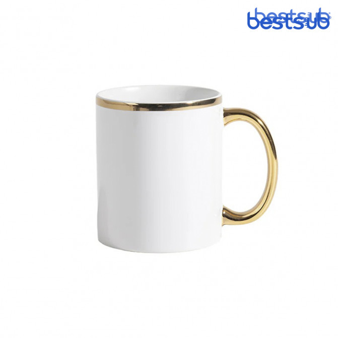 Cană pentru sublimare cu interior și mâner auriu 11oz BestSub B101-DHBG