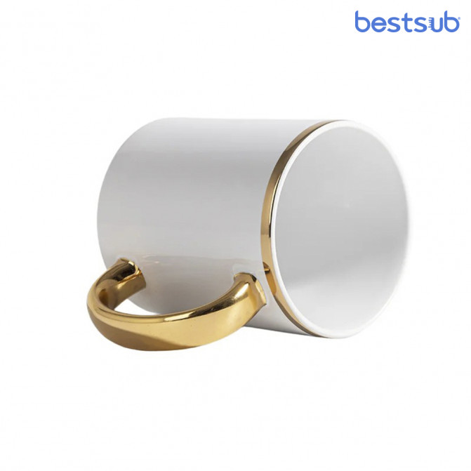 Cană pentru sublimare cu interior și mâner auriu 11oz BestSub B101-DHBG