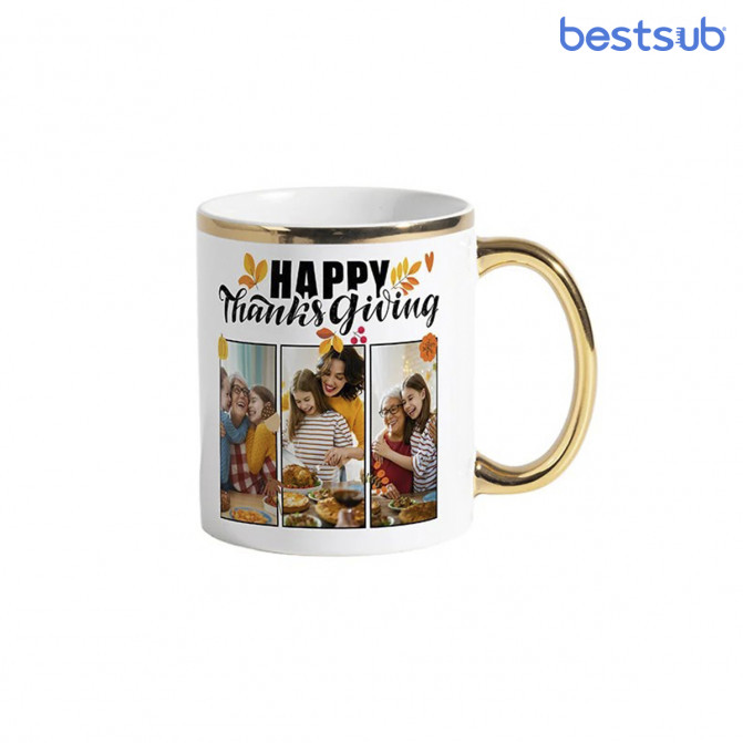 Cană pentru sublimare cu interior și mâner auriu 11oz BestSub B101-DHBG