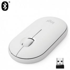 Mouse Logitech M350, Optical, 1000 dpi, 3 buttons, Ambidextrous, Slim, 2,4 /BT, 1xAA, White