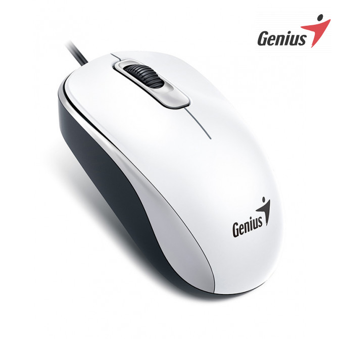 Мышь Genius DX-110, 1000 dpi, 3 buttons, Ambidextrous, 85g, 1.5m, USB, White