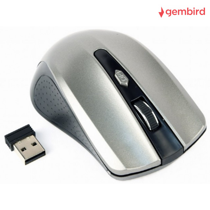 Мышь Gembird Wireless MUSW-4B-04-BG Optical 800-1600 dpi 4 buttons, Ambidextrous, 2xAAA, Black/Grey