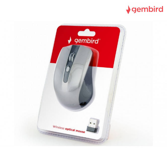 Мышь Gembird Wireless MUSW-4B-04-BG Optical 800-1600 dpi 4 buttons, Ambidextrous, 2xAAA, Black/Grey