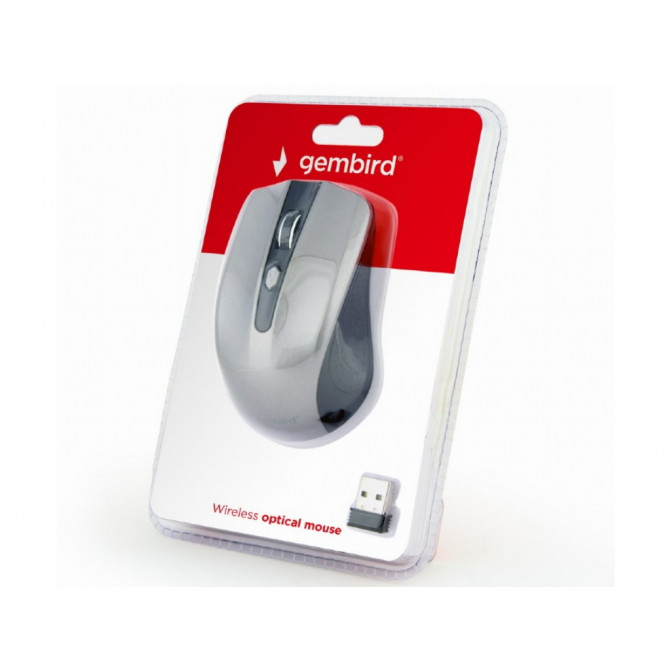 Мышь Gembird Wireless MUSW-4B-04-BG Optical 800-1600 dpi 4 buttons, Ambidextrous, 2xAAA, Black/Grey