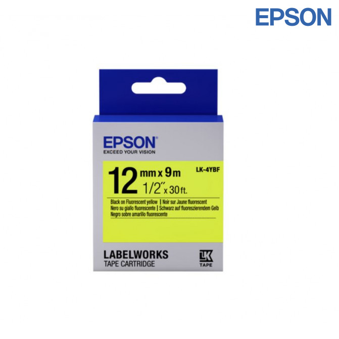 Картридж с лентой Label Epson LK-4YBF Fluorescent, Black/Yellow 12/9 Original