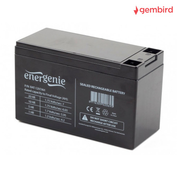 Аккумулятор для резервного питания Gembird 12V 7,5AH