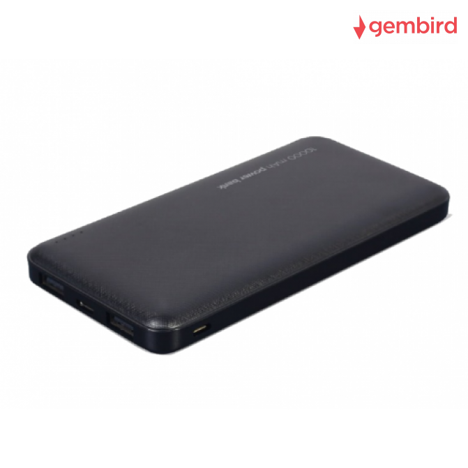 Powerrbank 10000mAh Gembird PB10-02, LED battery status indicator, 2 x USB-AF, 5.0 V DC, 2.4 A, 12.0 W