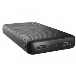 Powerrbank 15000mAh Trust Primo Eco, Black, Fast-charge with maximum speed via USB-C (15W) or USB-A (12W). Charging speed varies between devices