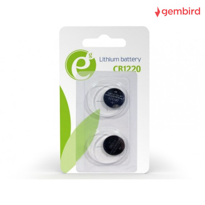 Батарейки Gembird Button cell CR1220, 2pcs, High performance and long lifetime