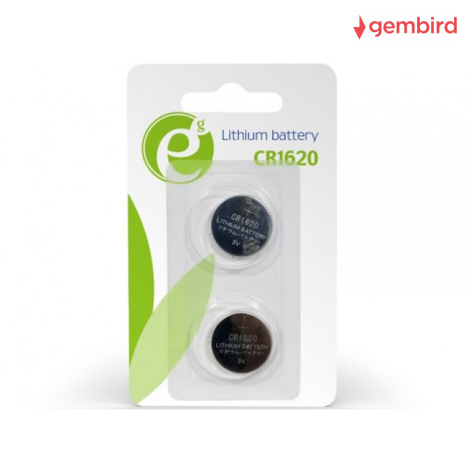 Батарейки Gembird Button cell CR1620, 2pcs, High performance and long lifetime