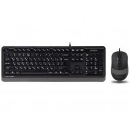 Клавиатура + Мышь A4Tech F1010, Laser Engraving, Splash Proof, 1600 dpi, 4 buttons, Black/Grey, USB