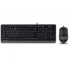 Клавиатура + Мышь A4Tech F1010, Laser Engraving, Splash Proof, 1600 dpi, 4 buttons, Black/Grey, USB