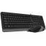 Tastatura + Mouse A4Tech F1010, Laser Engraving, Splash Proof, 1600 dpi, 4 buttons, Black/Grey, USB