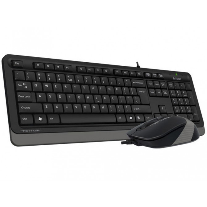 Tastatura + Mouse A4Tech F1010, Laser Engraving, Splash Proof, 1600 dpi, 4 buttons, Black/Grey, USB