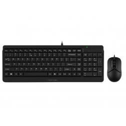 Tastatura + Mouse A4Tech F1512, Laser Engraving, Splash Proof, 1200 dpi, 3 buttons, Black, USB