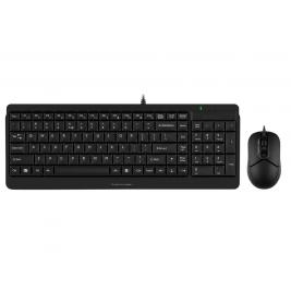 Tastatura + Mouse A4Tech F1512, Laser Engraving, Splash Proof, 1200 dpi, 3 buttons, Black, USB
