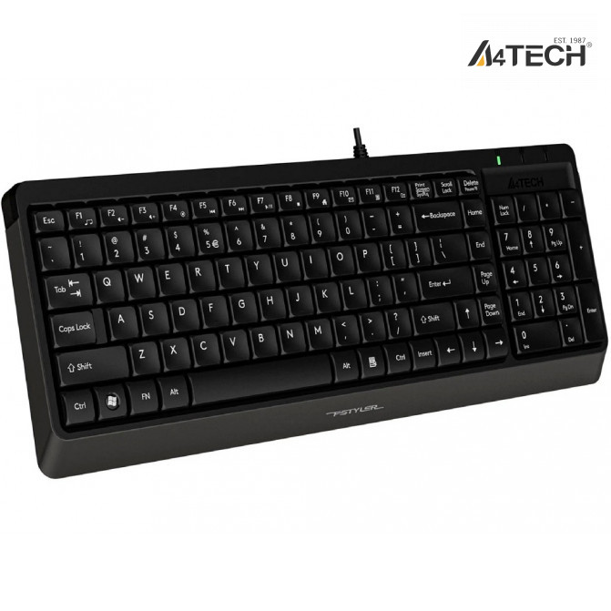 Tastatura + Mouse A4Tech F1512, Laser Engraving, Splash Proof, 1200 dpi, 3 buttons, Black, USB