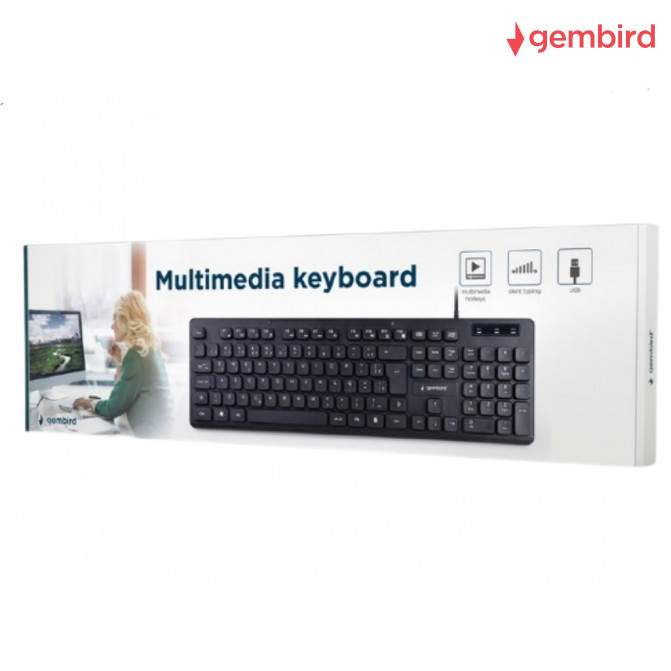 Клавиатура Gembird KB-MCH-04, Slimline, Silent, 12 FN keys, Chocolate type, Black, USB