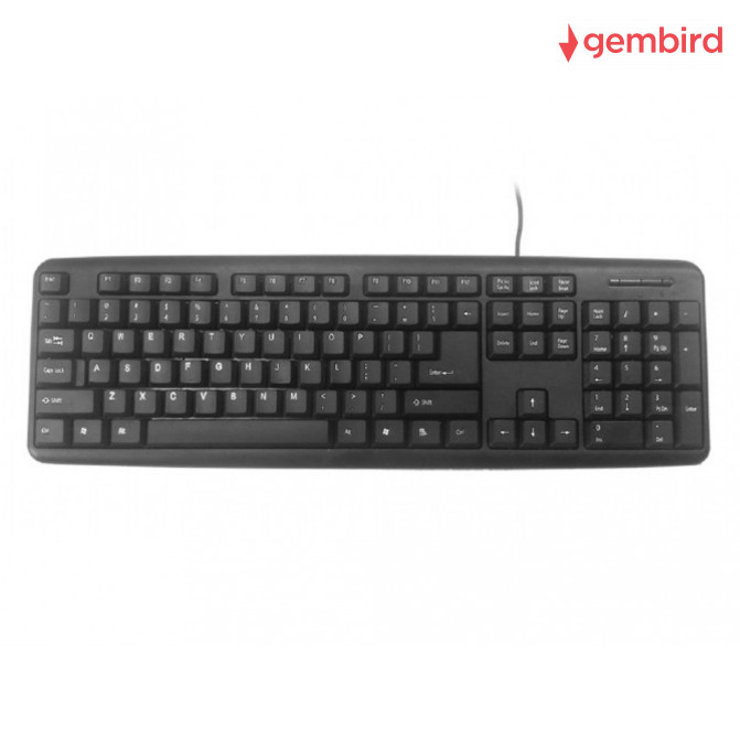 Клавиатура Gembird KB-U-103-RU, Standard, Full size, Silent, Black, USB