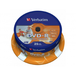 Printable 25*Cake DVD-R Verbatim 4.7 GB, 16x, full ID