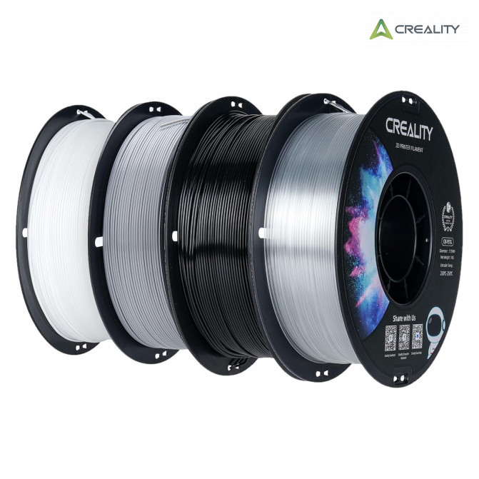Filament PETG 4kg Black+White+Gray+Transparent, Creality, CR-PETG, pentru imprimanta 3D