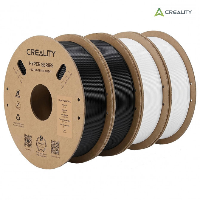 Filament PETG 2kg Black+2kg White, Creality, Hyper, pentru imprimanta 3D