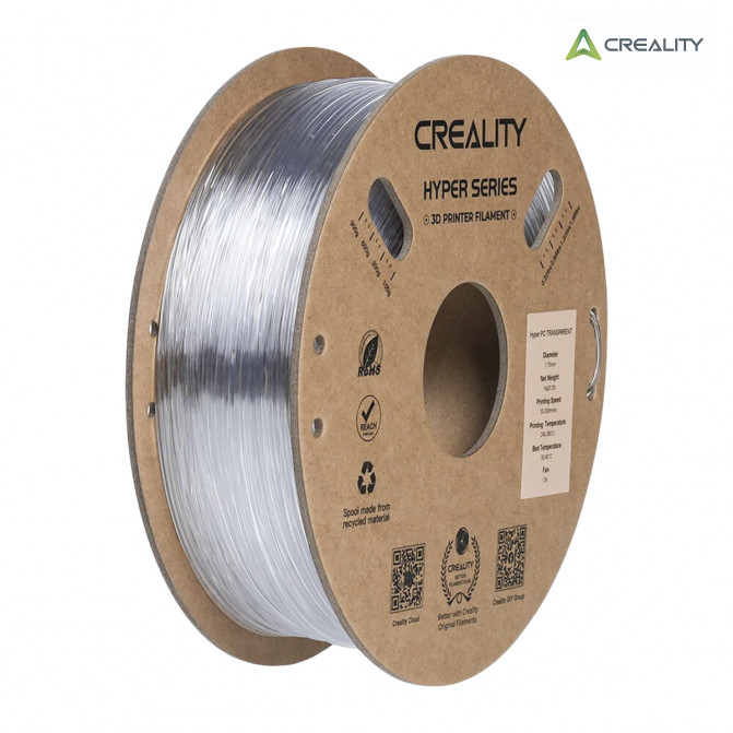 Filament PC Transparent, Creality, Hyper Polycarbonate, 1kg pentru imprimanta 3D