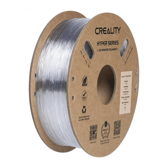 Filament pentru imprimanta 3D Creality, Hyper PC, Transparent, 1.75 мм, 1кг