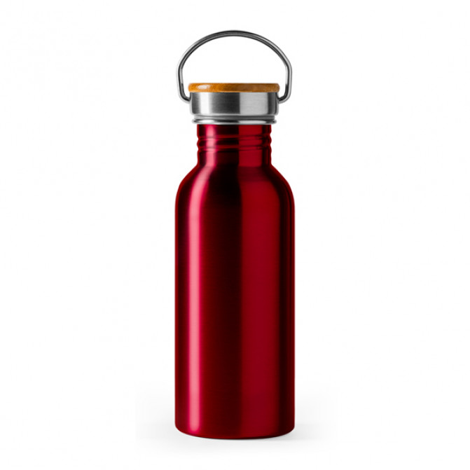 Bidon pentru sublimare BOINA  4039 din oțel inoxidabil 304 și bambus 650ml. rosu