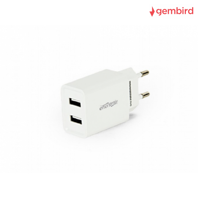 USB Încărcător - Gembird EG-U2C2A-03-W, 2-port universal USB charger, 2.1 A, White