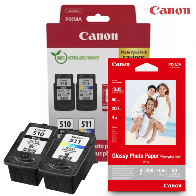 Картридж струйный Canon PG-510/Cl-511 TwinPack Original+Photo Paper Value Pack 2970B017